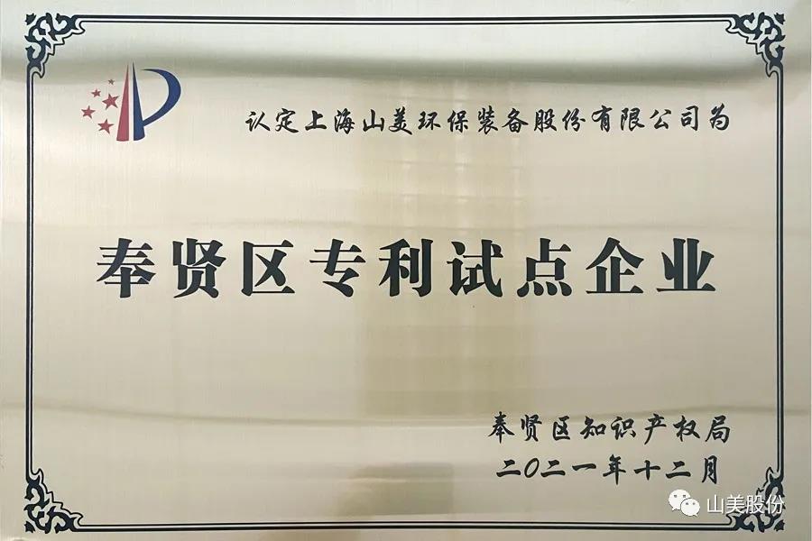榮譽(yù)接踵而至，上海山美股份再獲表彰：獲評為上海市奉賢區(qū)試點(diǎn)企業(yè)